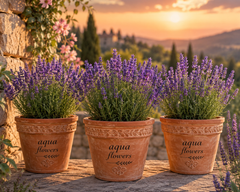 Aqua Flowers – Set 3 Ghivece cu Lavandă Parfumată
