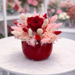 Aranjament Vas Ceramic - Trandafir Stabilizat