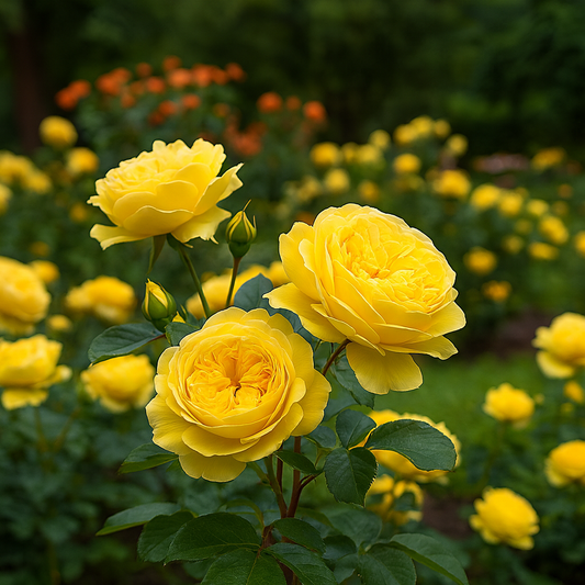 Trandafiri Floribunda Parfumaţi - Yellow Daisy - Rădăcină Ambalată - Aqua Flowers