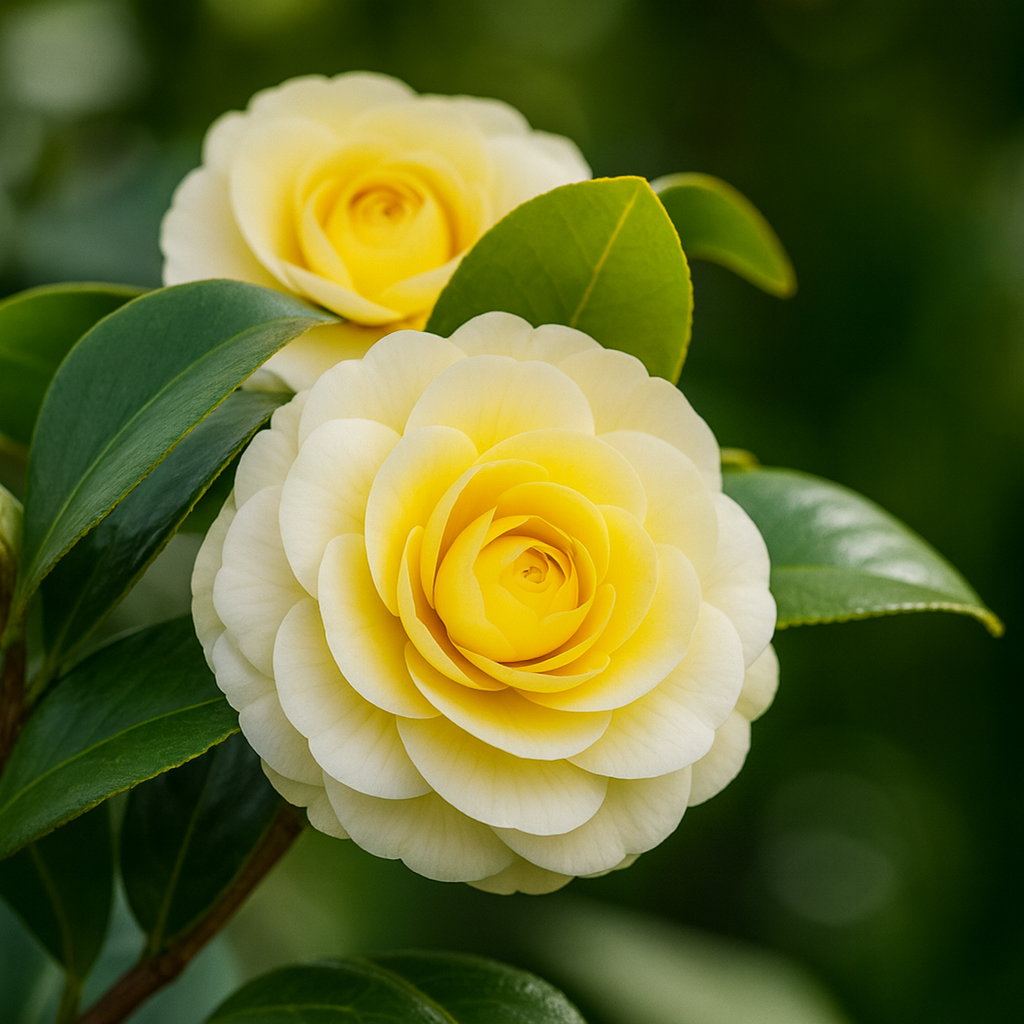 Camelia Japonica Alb cu Galben- Double White - Yellow - Ghiveci 2L 50 - 60 cm