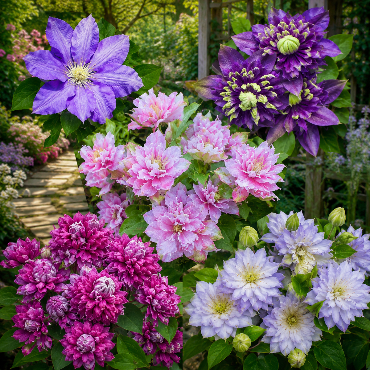 Colecția Regală de Clematis La Ghiveci P15  – 5 Soiuri de Excepție pentru o Grădină de Poveste