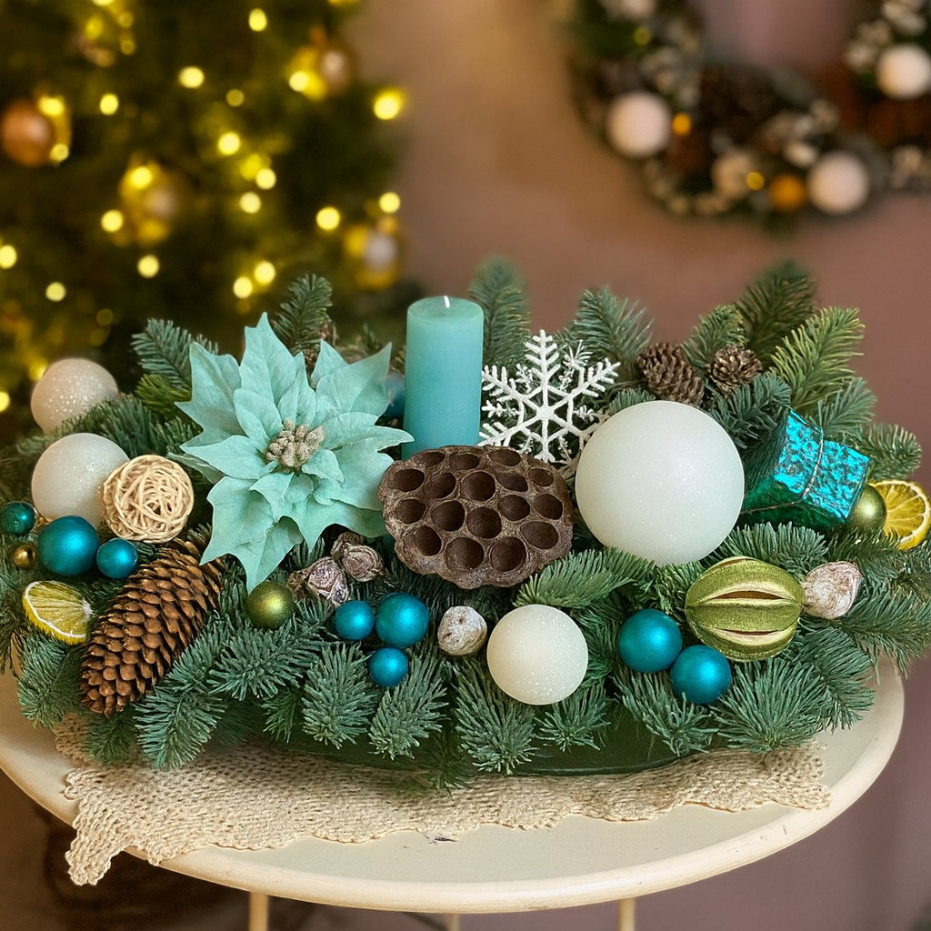 Aranjament de Crăciun – Blue Christmas - Brad Natural