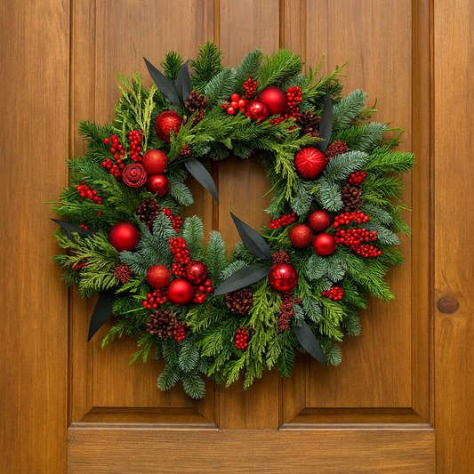 Coroniță Crăciun Red Christmas - Brad Natural – Dimensiune 40 - 50 cm