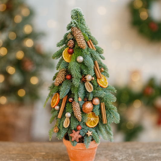 Aranjament în Formă de Brad - Confecționat Manual - 70 cm - Brad Natural