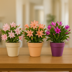 Mix 3 x Crăciunel - Roz Somon Fuchsia - Schlumbergera - Cactusul Crăciunului - Ghiveci