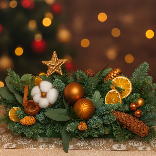 Aranjament de Crăciun – Rustic Gold Christmas - Brad Natural
