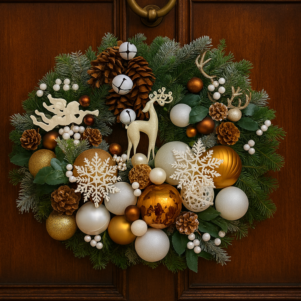 Coroniță Crăciun Elegant Christmas - Brad Natural  – Dimensiune 50 - 60 cm