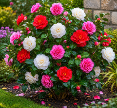 Camelia Japonica Tricolor - Ghiveci 2L H 30 - 40 cm