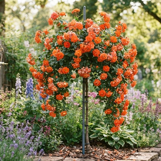Trandafiri Pomișor Plangator-Tangerine Waterfall - Radacină Ambalată- Anul 3