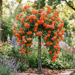 Trandafir Pomișor Plangator-Tangerine Waterfall - Radacină Ambalată- Anul 3