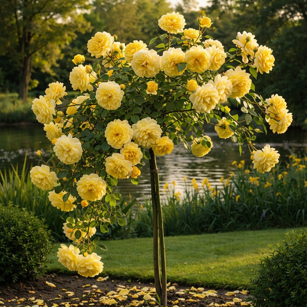 Trandafiri Pomișor Plângător Yellow Sunrise – Rădăcină Ambalată