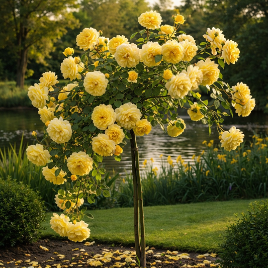 Trandafiri Pomișor Plângător Yellow Sunrise – Rădăcină Ambalată