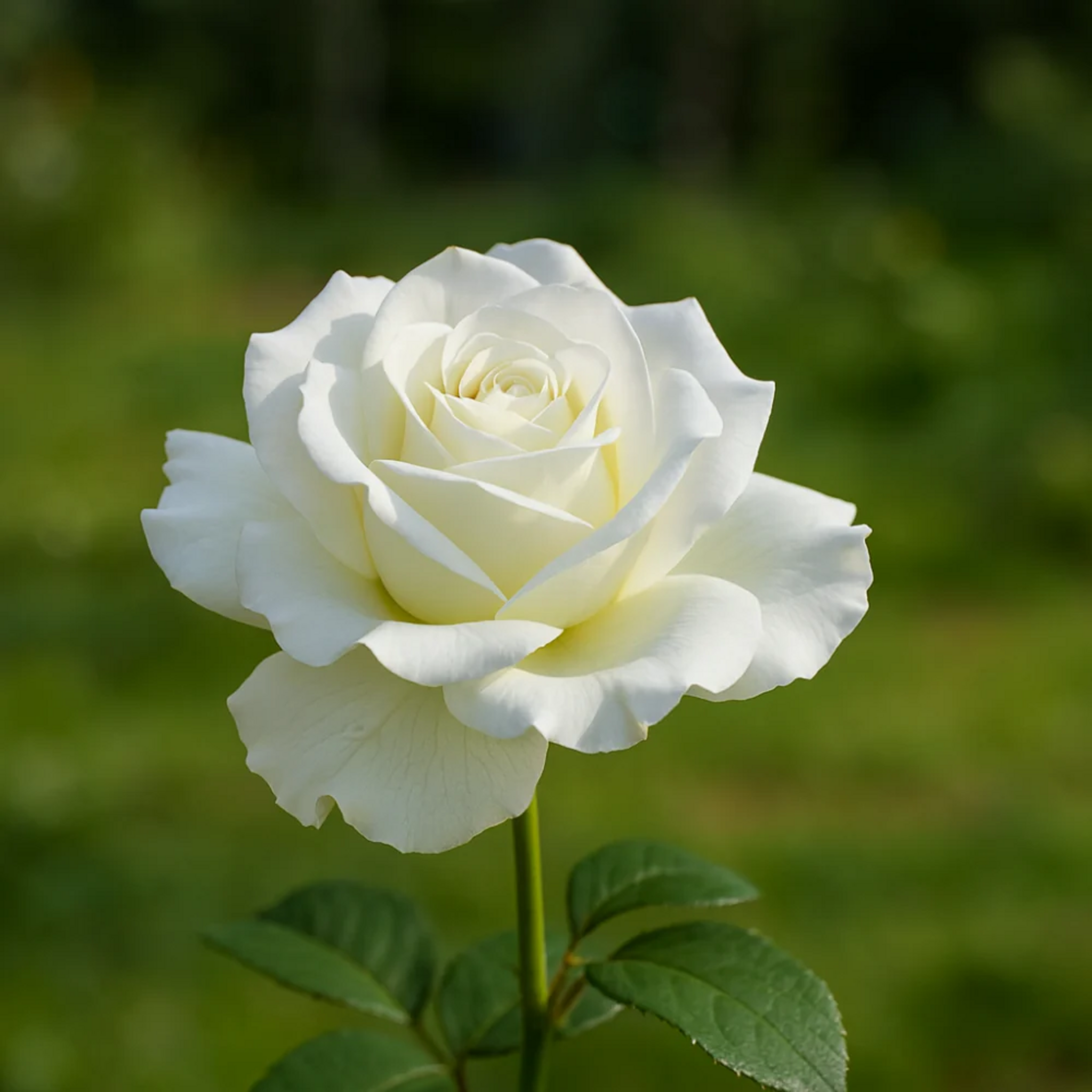 Detaliu floare trandafir teahibrid White, petale albe catifelate