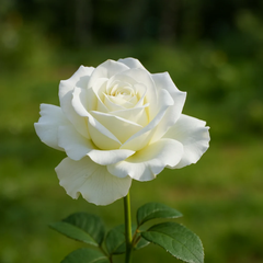 Detaliu floare trandafir teahibrid White, petale albe catifelate