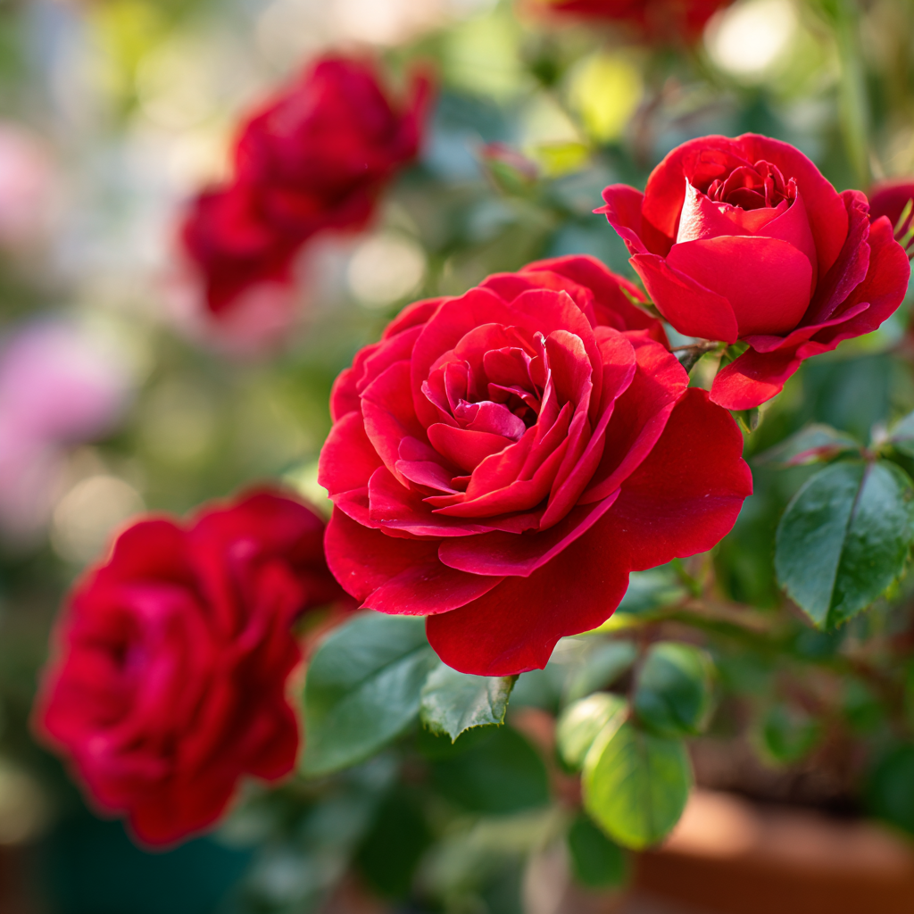 Trandafiri Floribunda - Red - Anul 3 - Ghiveci 2L